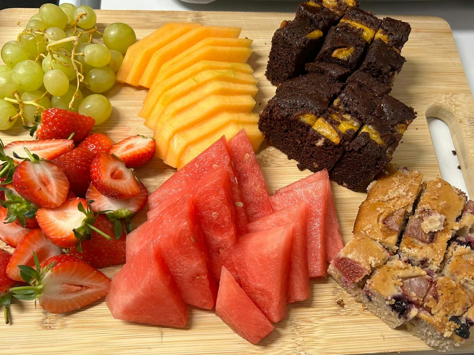 A platter of delicious freshly cut fruit.