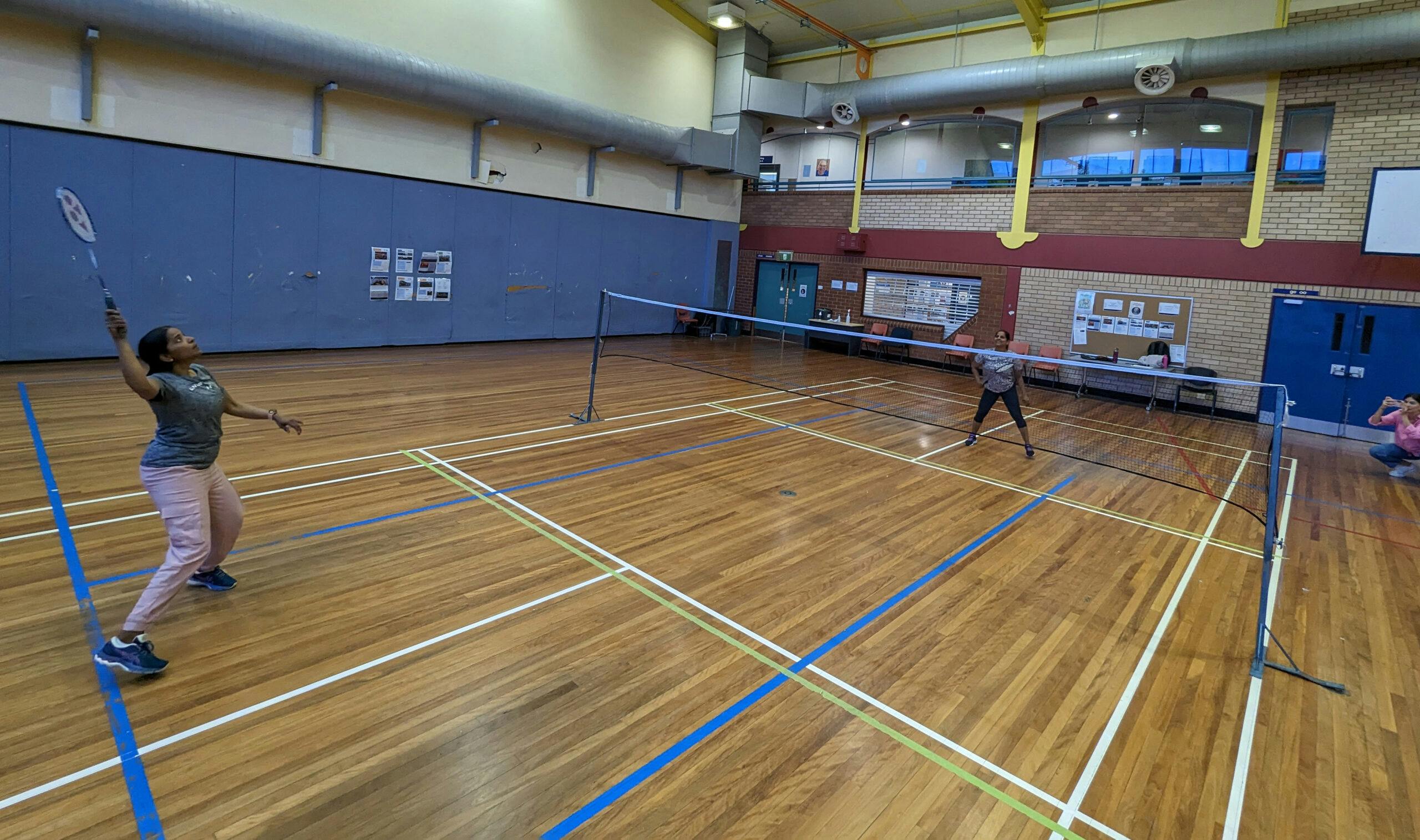 An action shot of Advanced Badminton at the Belconnen Community Centre