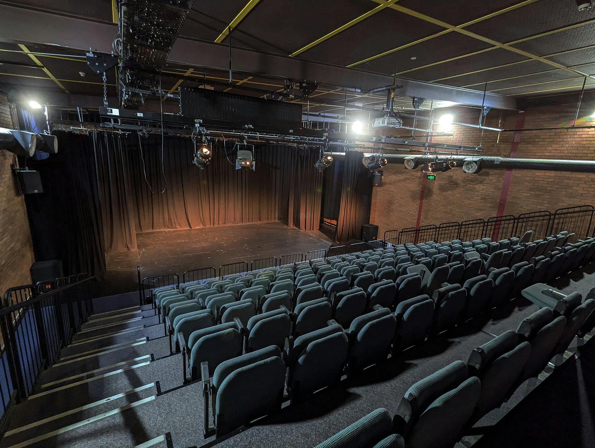 The stage and seating at the Belconnen Community Theatre