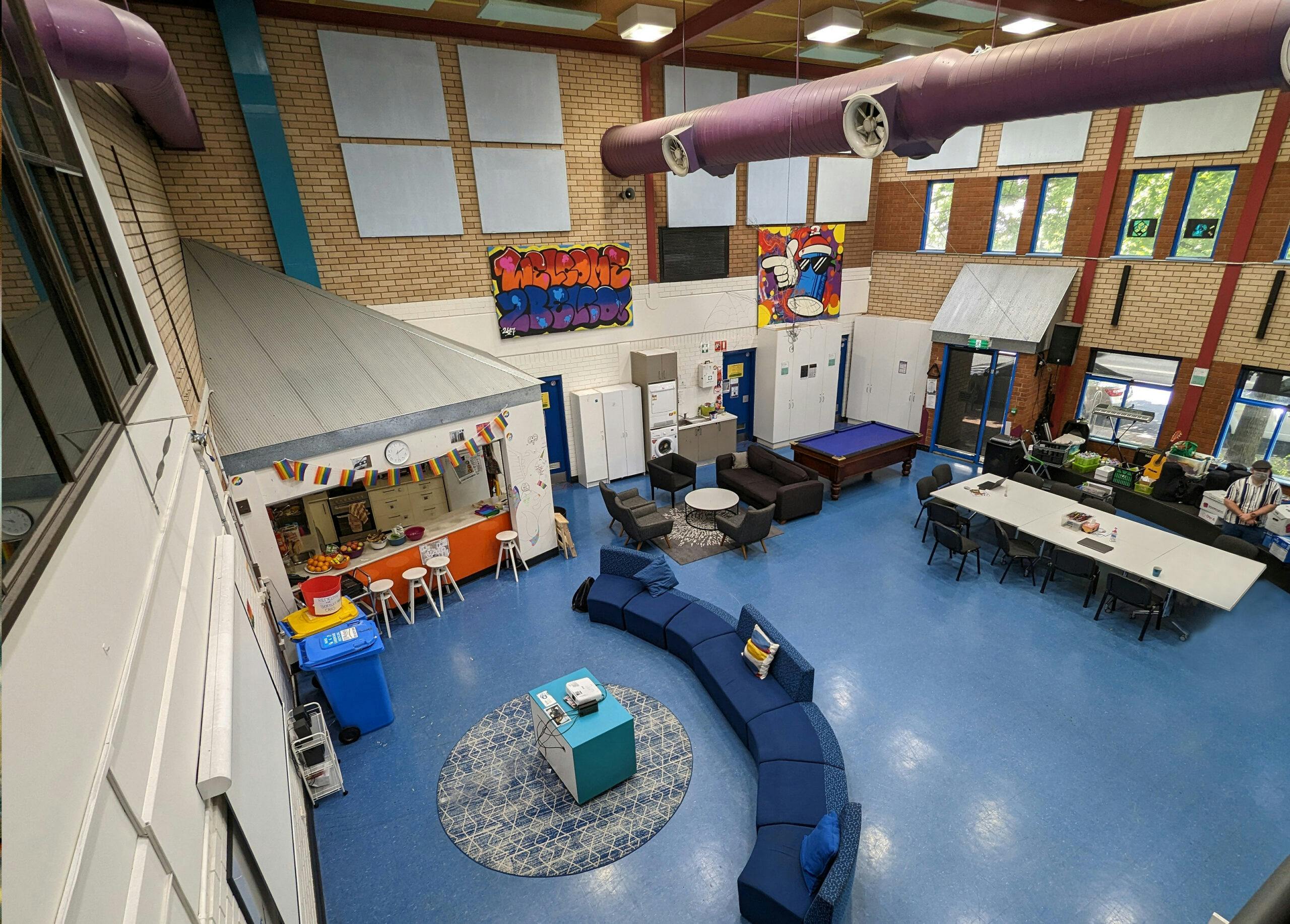 An aerial photograph inside the Belconnen Youth Centre