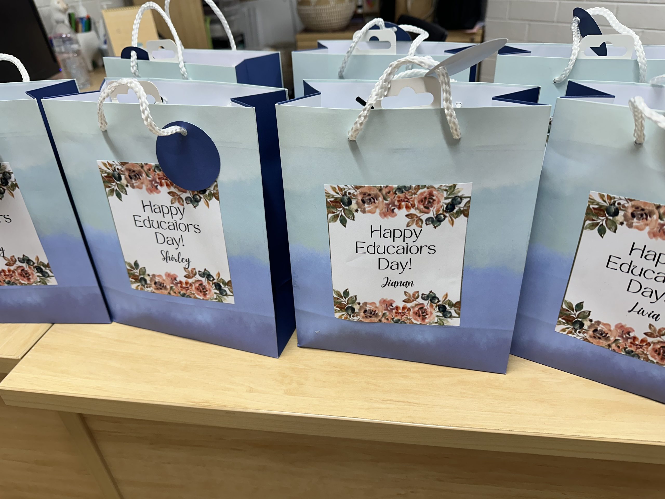 Gift bags for Early Childhood Educators' Day at Bruce ECC